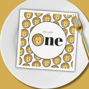 Wild One Lion Safari theme first birthday Napkins