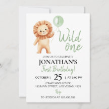 Wild One Lion Sage Green Balloon Boys Birthday