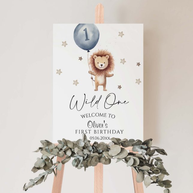 Wild One Lion With Ballon First Birthday  Foam Board (Creator Uploaded)