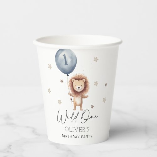 Wild One Lion With Ballon First Birthday Paper Cups