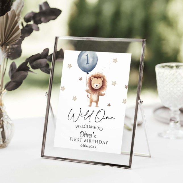 Wild One Lion With Ballon First Birthday Welcome  Poster (Creator Uploaded)