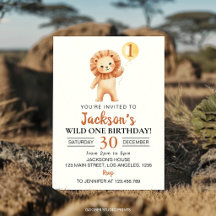 Wild One Lion Yellow Balloon Boys Birthday