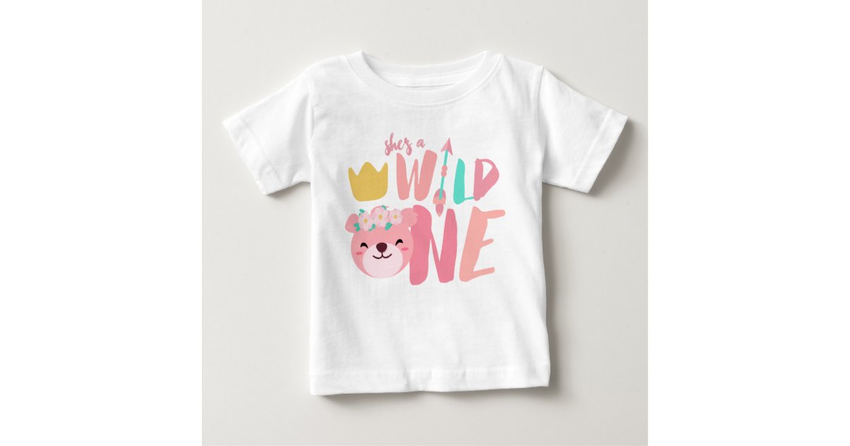Wild One Lioness And Arrow 1 Year Old Baby Girl Baby T Shirt