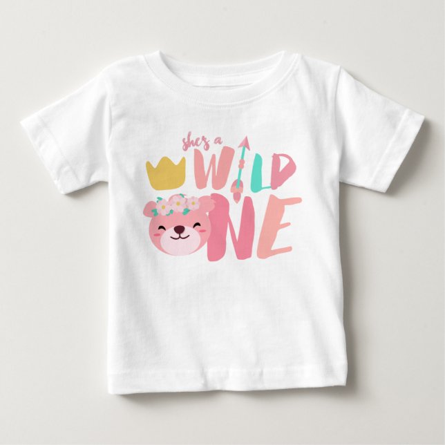 Wild One Lioness and Arrow | 1 Year Old Baby Girl T-Shirt (Front)