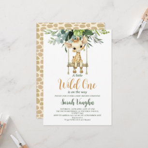 Wild One Little Giraffe Gender Neutral Baby Shower Invitation