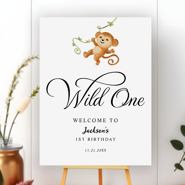 Wild One Minimalist Boys 1st Birthday Welcome Foam Board (Creator Uploaded)