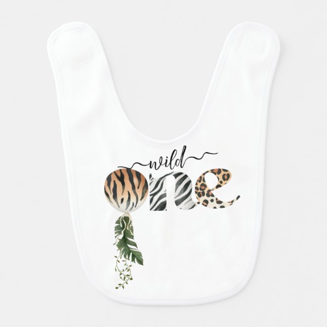 Wild One Modern Gender Neutral 1st Birthday Baby Bib (Front)