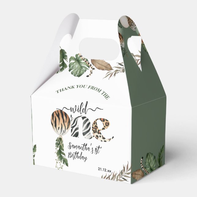 Wild One Modern Gender Neutral 1st Birthday Favor Boxes (Front Side)