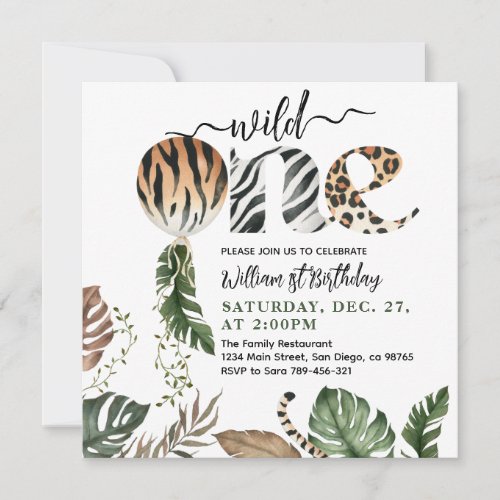 Wild One Modern Gender Neutral 1st Birthday Invitation