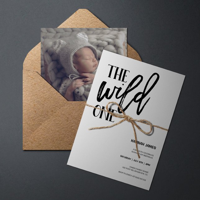 Wild One Modern Photo 1st Birthday Invitation (Creator Uploaded)