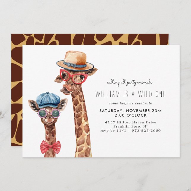 Wild One | Modern Simple Party Animal Invitation (Front/Back)