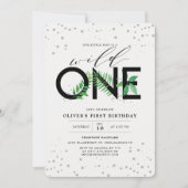 Wild One Modern Tropical Greenery 1st Birthday Invitation (Front)