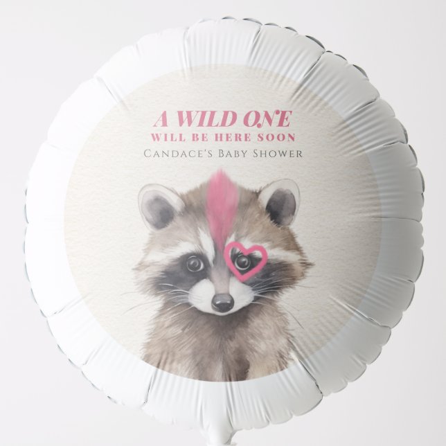 Wild One Mohawk Raccoon Baby Shower Balloon (Front)