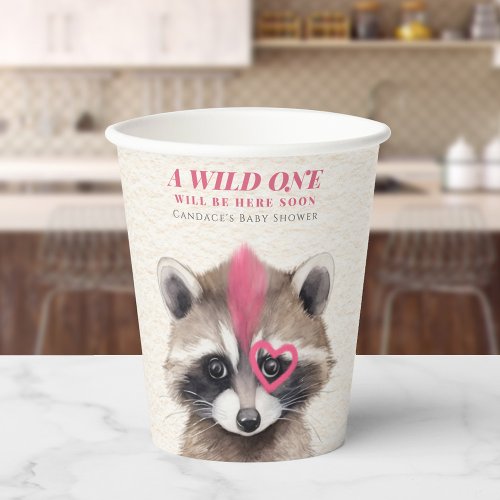 Wild One Mohawk Raccoon Baby Shower Paper Cups