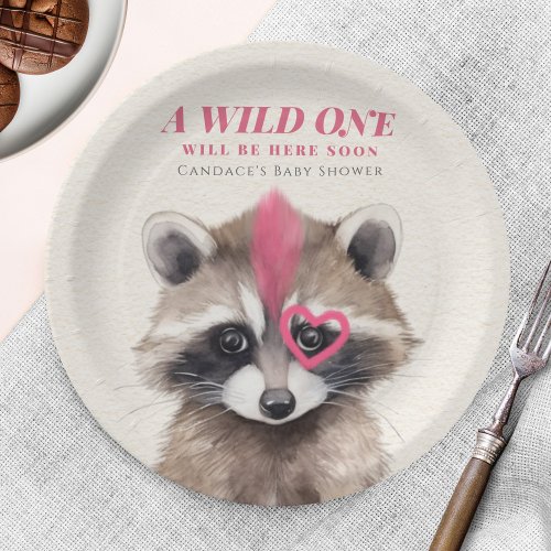 Wild One Mohawk Raccoon Baby Shower Paper Plates