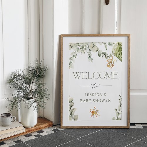 Wild One  Monkey Baby Shower Welcome Sign