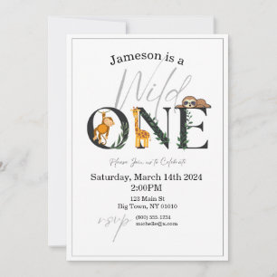 Wild One-Monkey, Giraffe, Sloth Jungle Invite