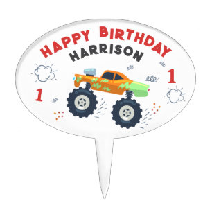 Wild One Monster Trucks 1st Birthday Cake Topper