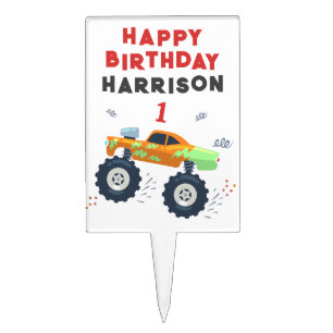 Wild One Monster Trucks 1st Birthday Cake Topper