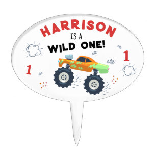 Wild One Monster Trucks 1st Birthday Cake Topper