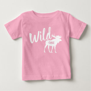 Wild One Moose 1st Birthday Party Baby T-Shirt