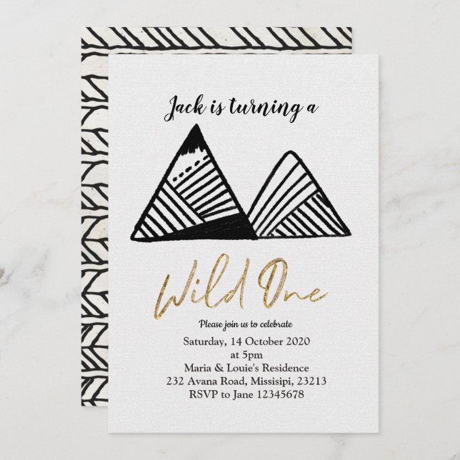 Wild one Mountain first birthday invite (Front/Back)