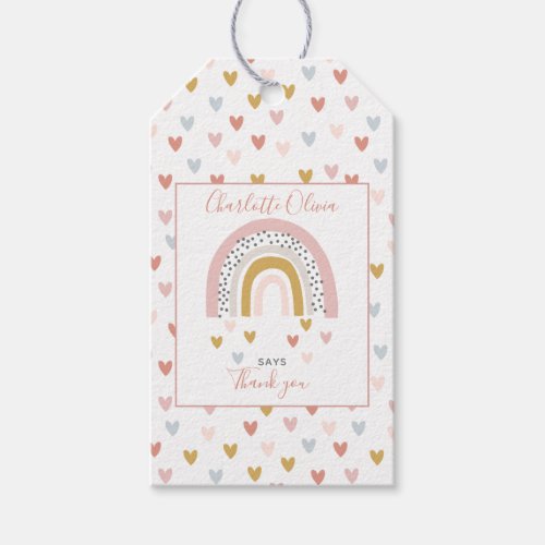 Wild One Muted Rainbow Girls 1st Birthday Party Gift Tags