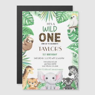 Wild One Neutral Celebration- Safari Adventure! Magnetic Invitation