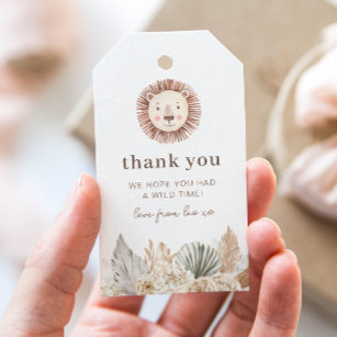 Wild One Neutral Leaves Thank You Gift Tags