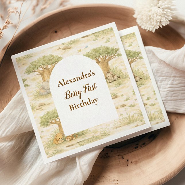 Wild One Neutral Safari First Birthday Napkins (Creator Uploaded)