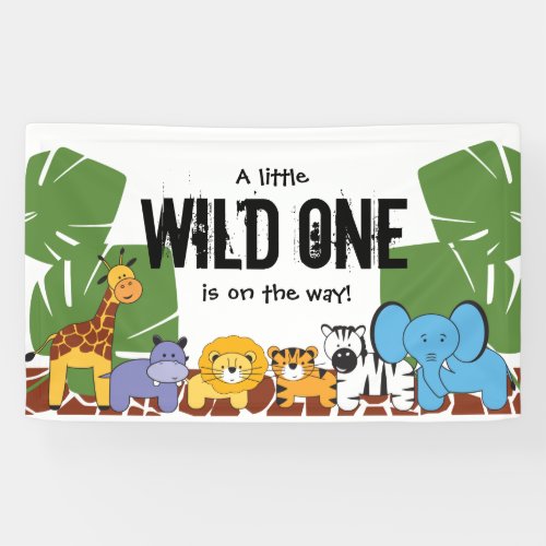 Wild One on the way  baby shower  safari Banner