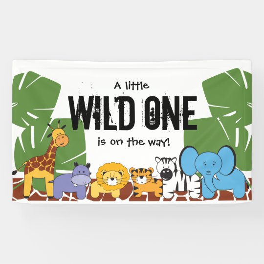 Wild One On The Way Baby Shower Safari Banner Zazzle Com