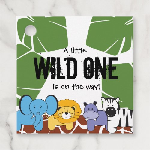 Wild One on the way  baby shower  safari Banner Favor Tags