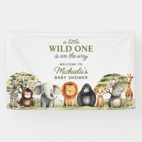 Wild One On The Way Cute Baby Animals Baby Shower Banner