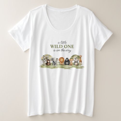 Wild One On The Way Cute Baby Animals Baby Shower Plus Size T_Shirt
