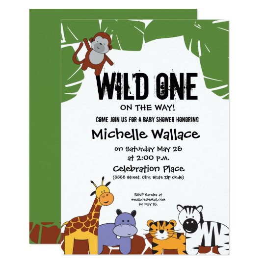 Wild One On The Way Jungle Theme Baby Shower Invitation Zazzle Com