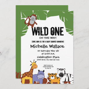 Wild one on the way Jungle theme baby shower Invitation