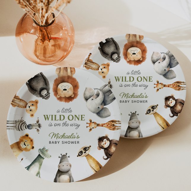 Wild One On The Way Safari Animals Baby Shower Paper Plates (Creator Uploaded)