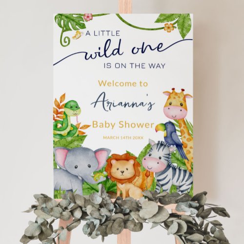 Wild One on the Way Zoo Jungle Baby Shower Welcome Poster