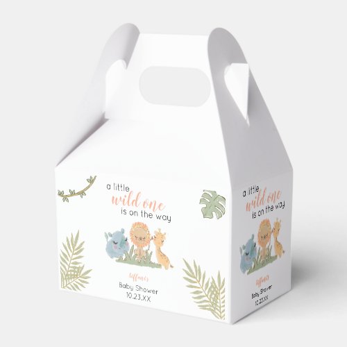 Wild One On Way Safari Animals Baby Girl Shower  Favor Boxes