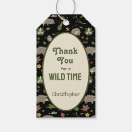 Wild One Opossum Birthday Black Thank You Favor Gift Tags
