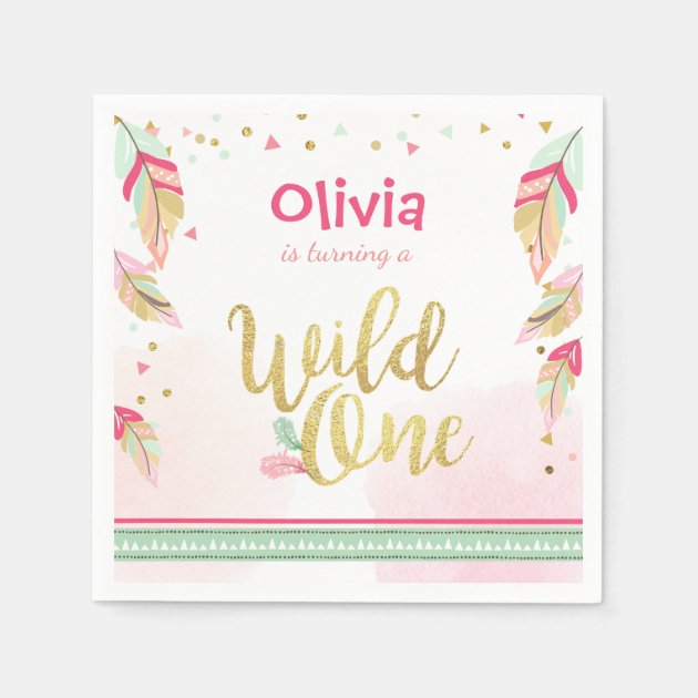 thumbnail image 2 of 1st Birthday 'One Wild Girl' Lunch Napkins (16ct 2 of 12