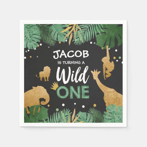 Wild One Paper Napkins Zoo Wild Jungle Animals