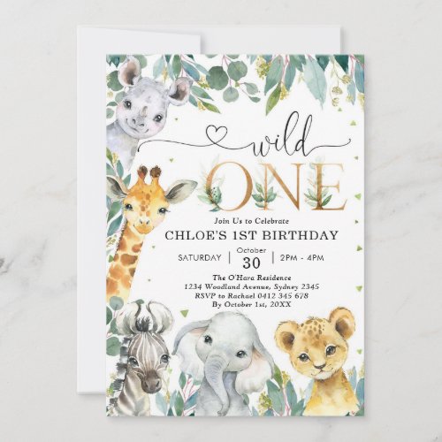 Wild One Party Animals 1st Birthday Invitation