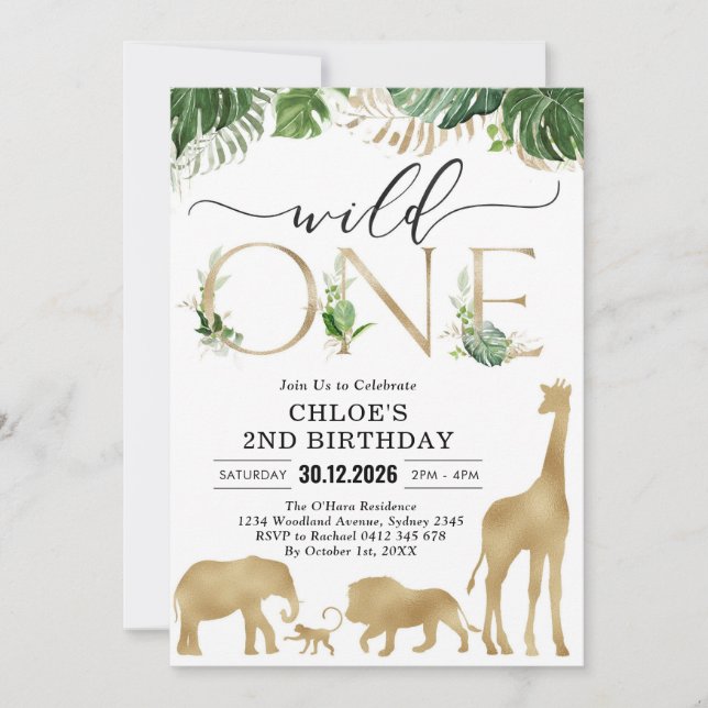 Wild One Party Animals 1st Birthday Invitation (Front)
