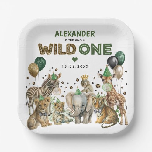 Wild One Party Animals Jungle 1st Birthday Paper Plates