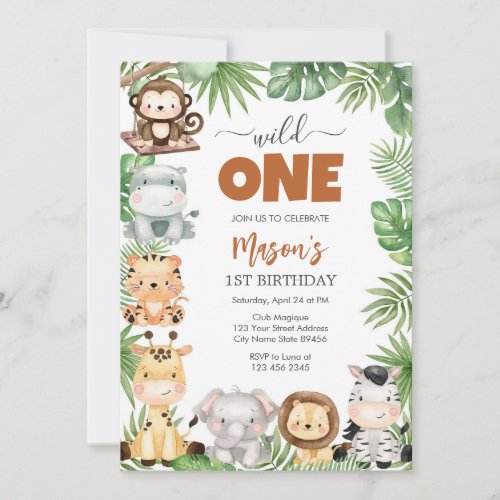 Wild One Party Animals Kids 1st Birthday
