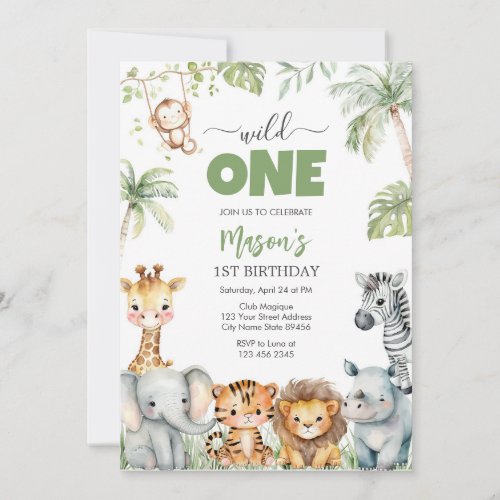 Wild One Party Animals Kids 1st Birthday