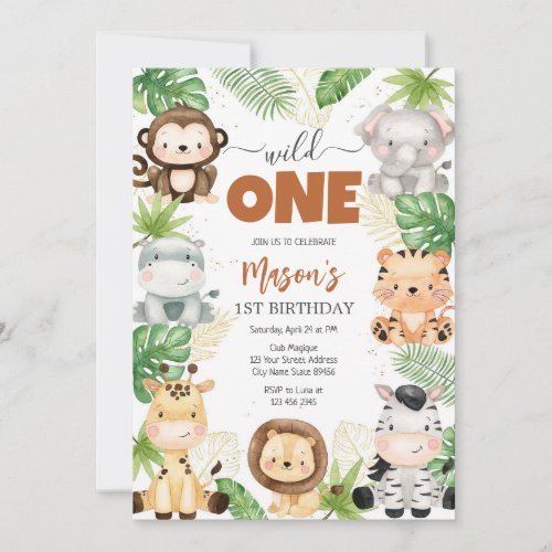 Wild One Party Animals Kids 1st Birthday