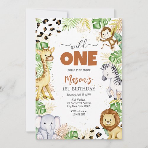 Wild One Party Animals Kids 1st Birthday